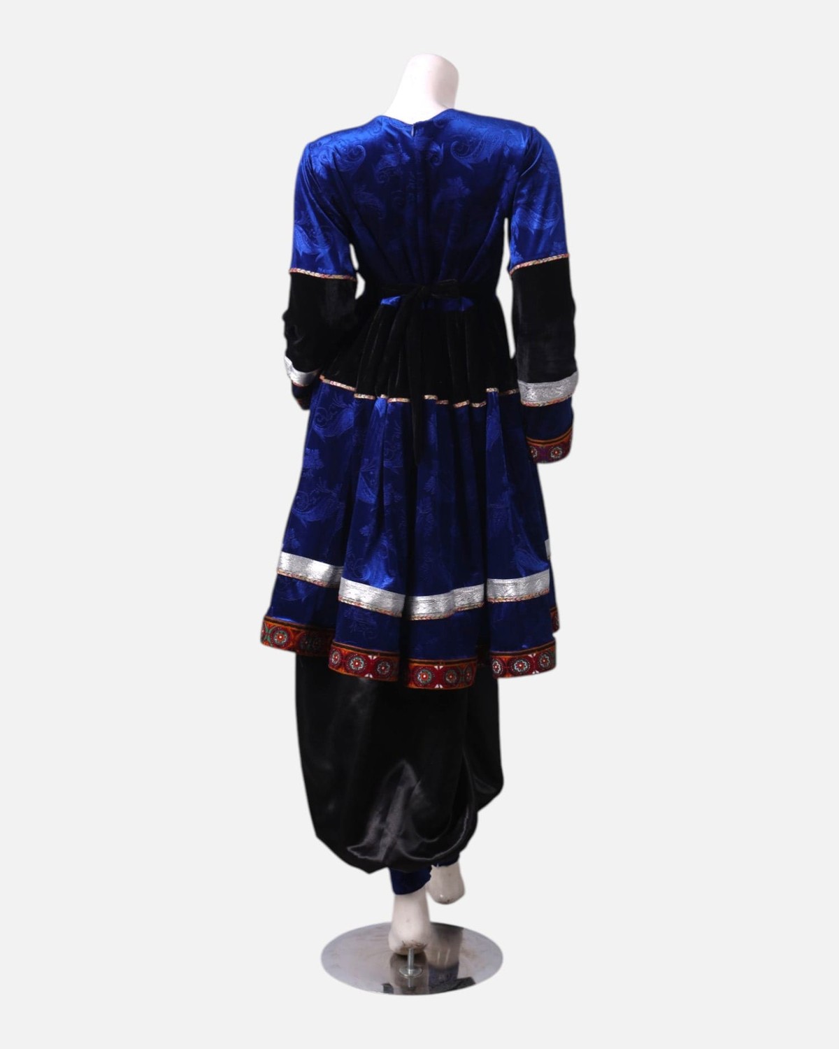 Velvet Dress Set with Satin Pants & Hand Embroidered Details – Handmade Cultural Attire 3