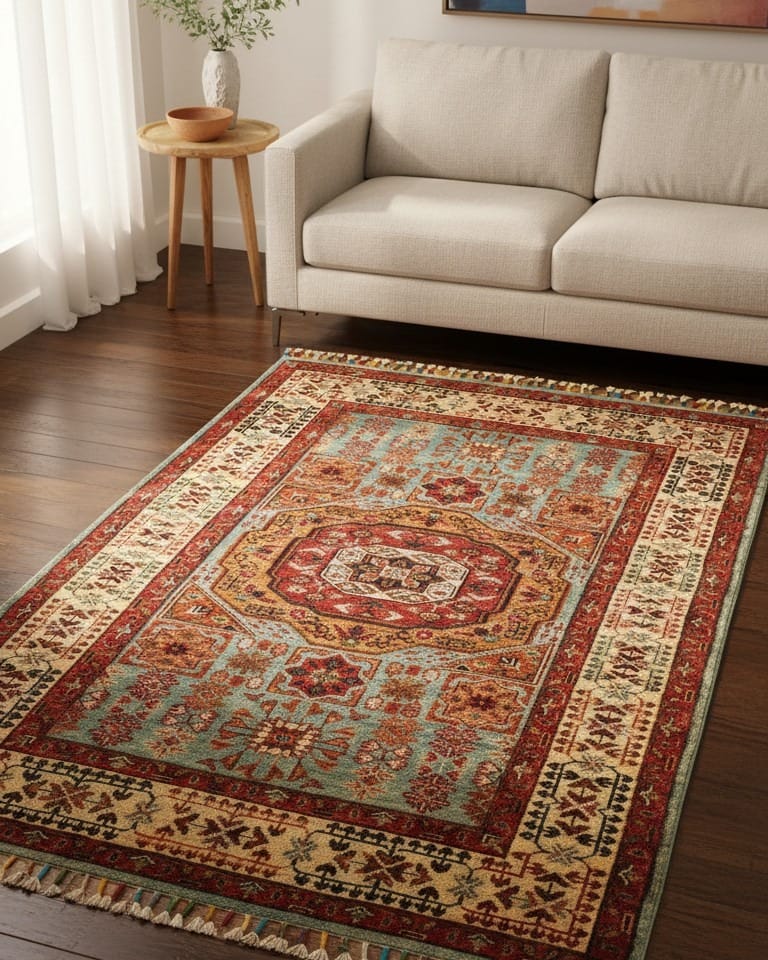 Traditional Afghan Mamlok Rug 1x2 - Hand Knotted Wool & Cotton Area Rug- Unique Afghan Carpet 5