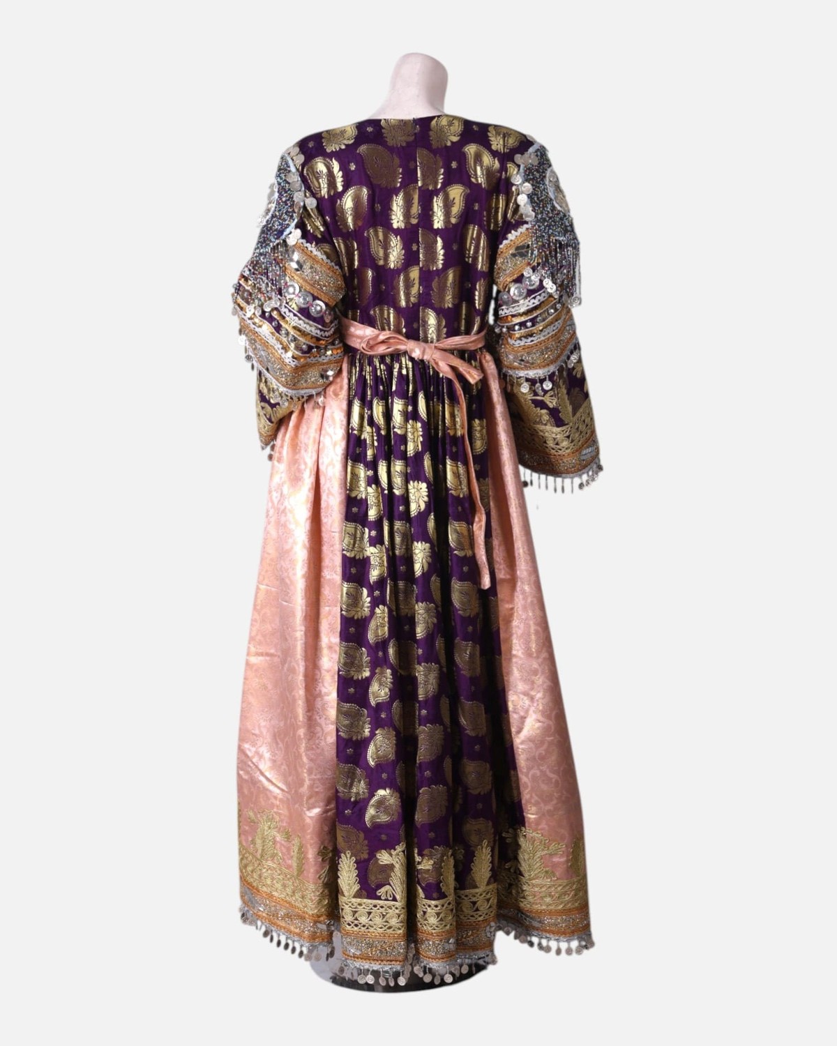 Purple & Gold Afghan Wedding Dress  Handcrafted Traditional Embroidery  with Matching Jewelry | Aseel