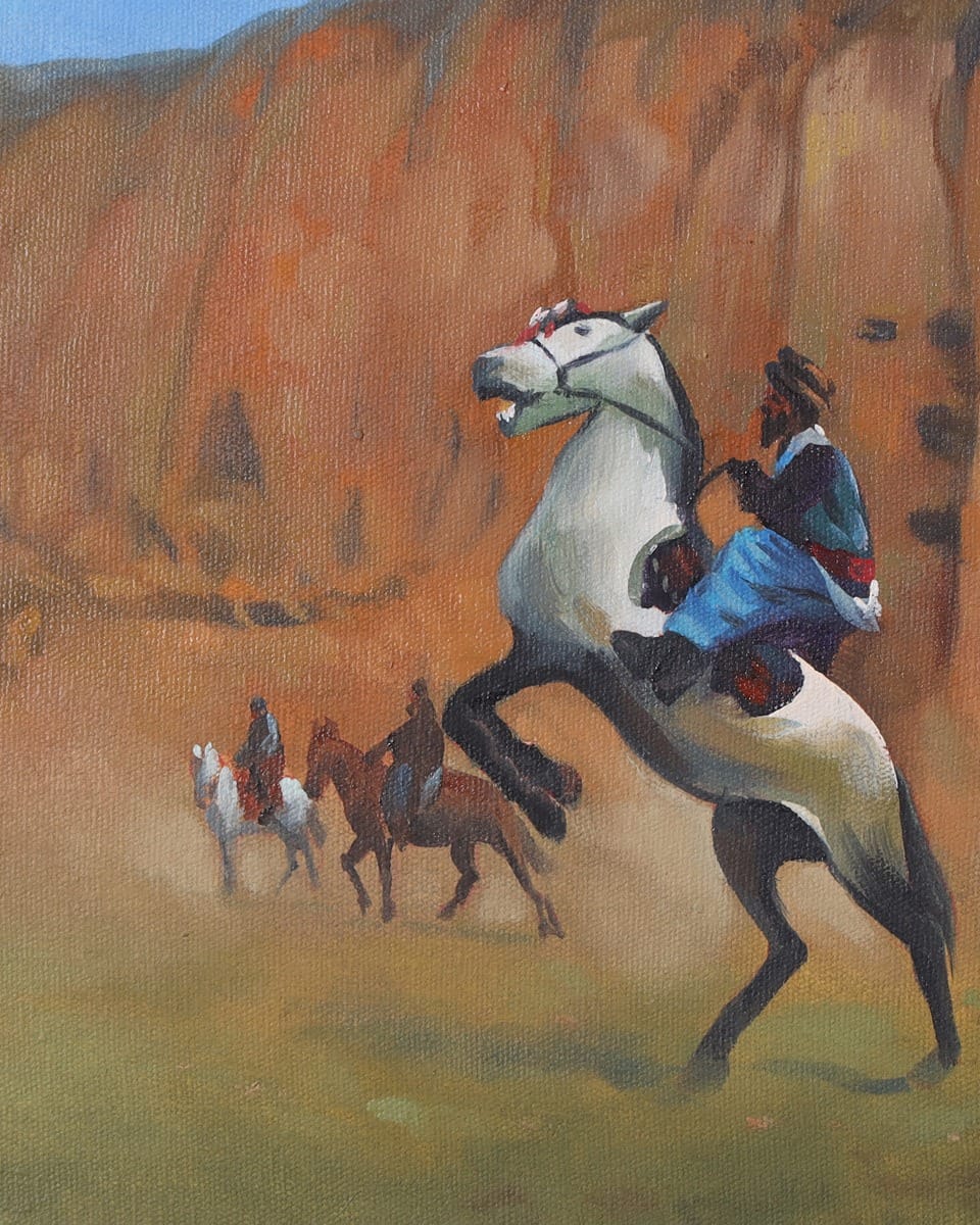 Bamyani Horseback Riding Art Painting 4