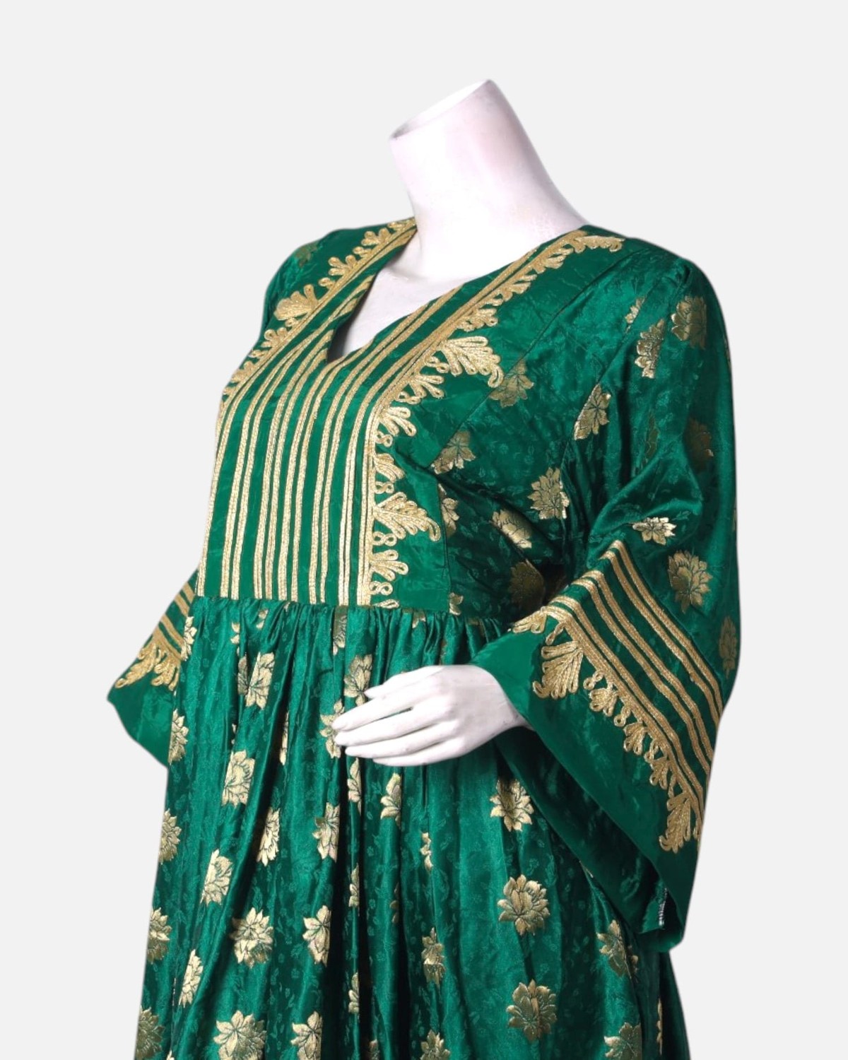 green emerald velvet dress Embroidered Velvet Afghan Dress with Green Dupatt  Sadat Boutique