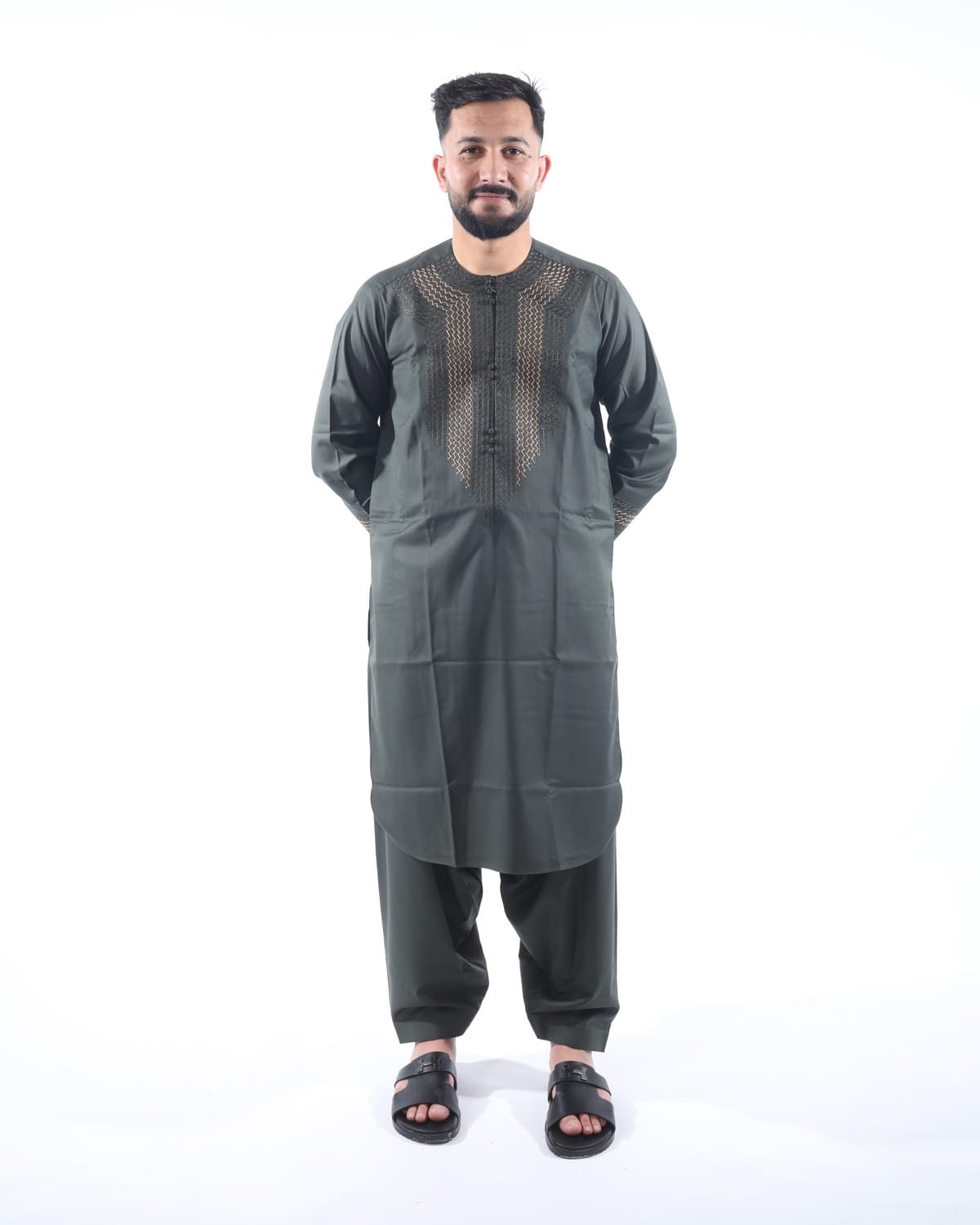 Men’s Arabic Green Outfit Design Perhran Tunban 5