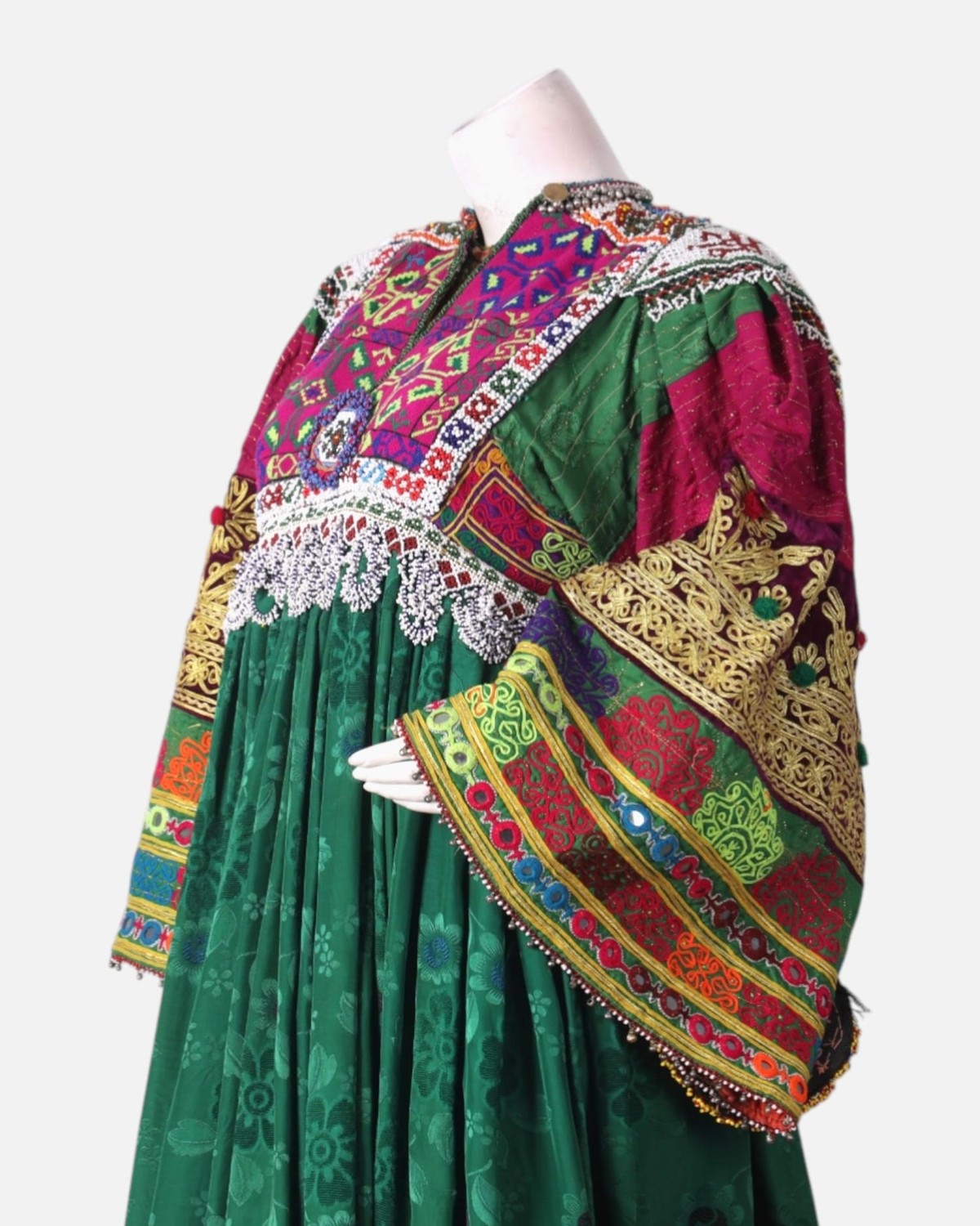 Afghan Gand Dress - Green with Traditional Embroidery 2