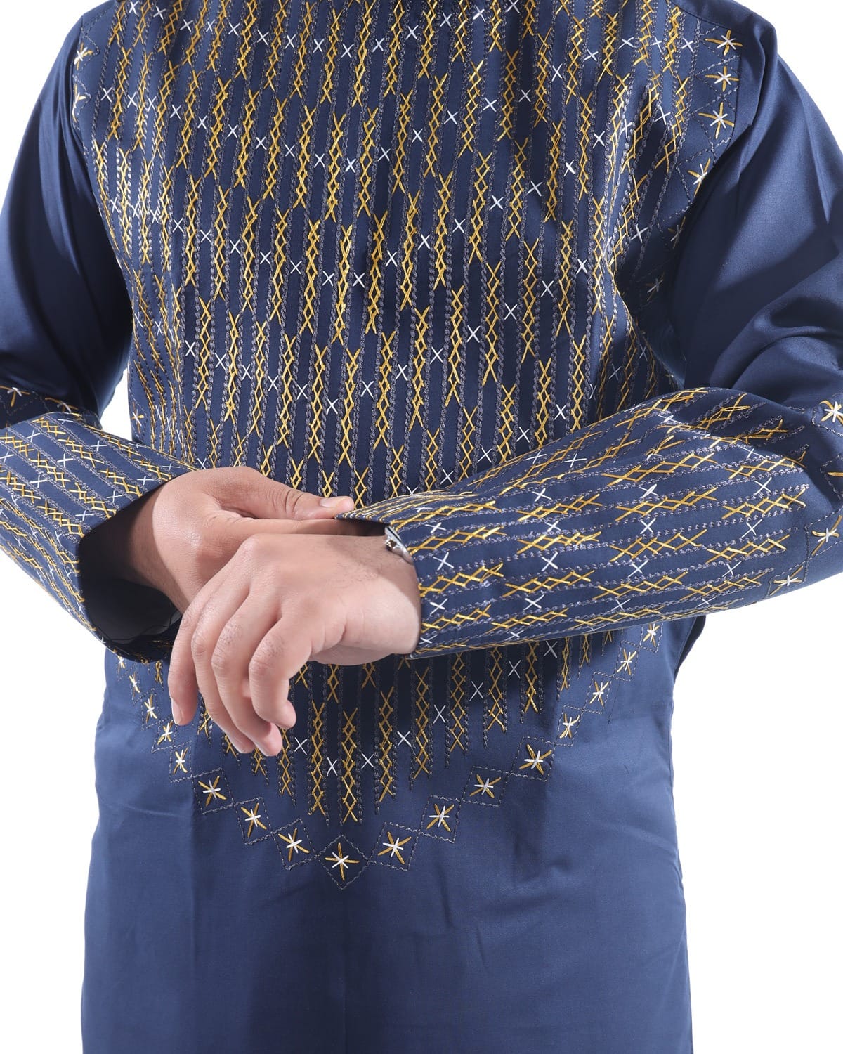 Neavy Blue Men Traditional Afghan Style Outfit with Trousers 1