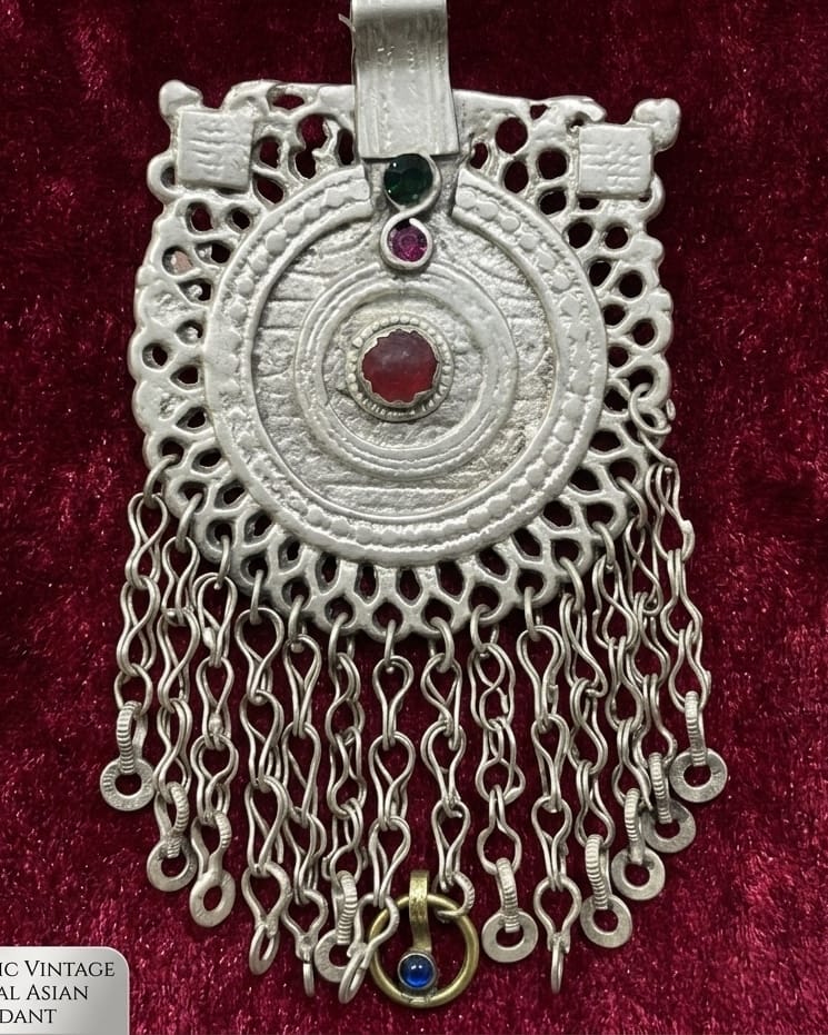 Antique-Inspired Tribal Fringe Earrings with Gemstone Accents 2