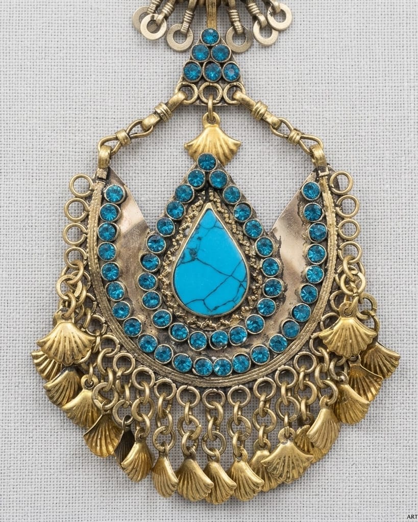Vintage-Style Turquoise & Crystal Boho Statement Earrings 1