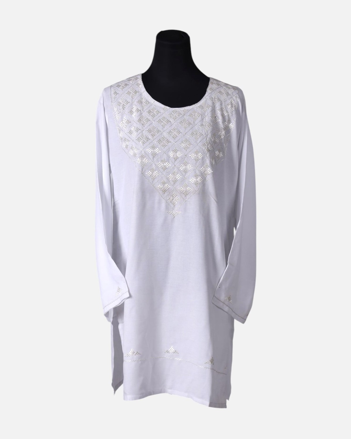Classic White Cotton Top Dress with Fine Embroidery 1