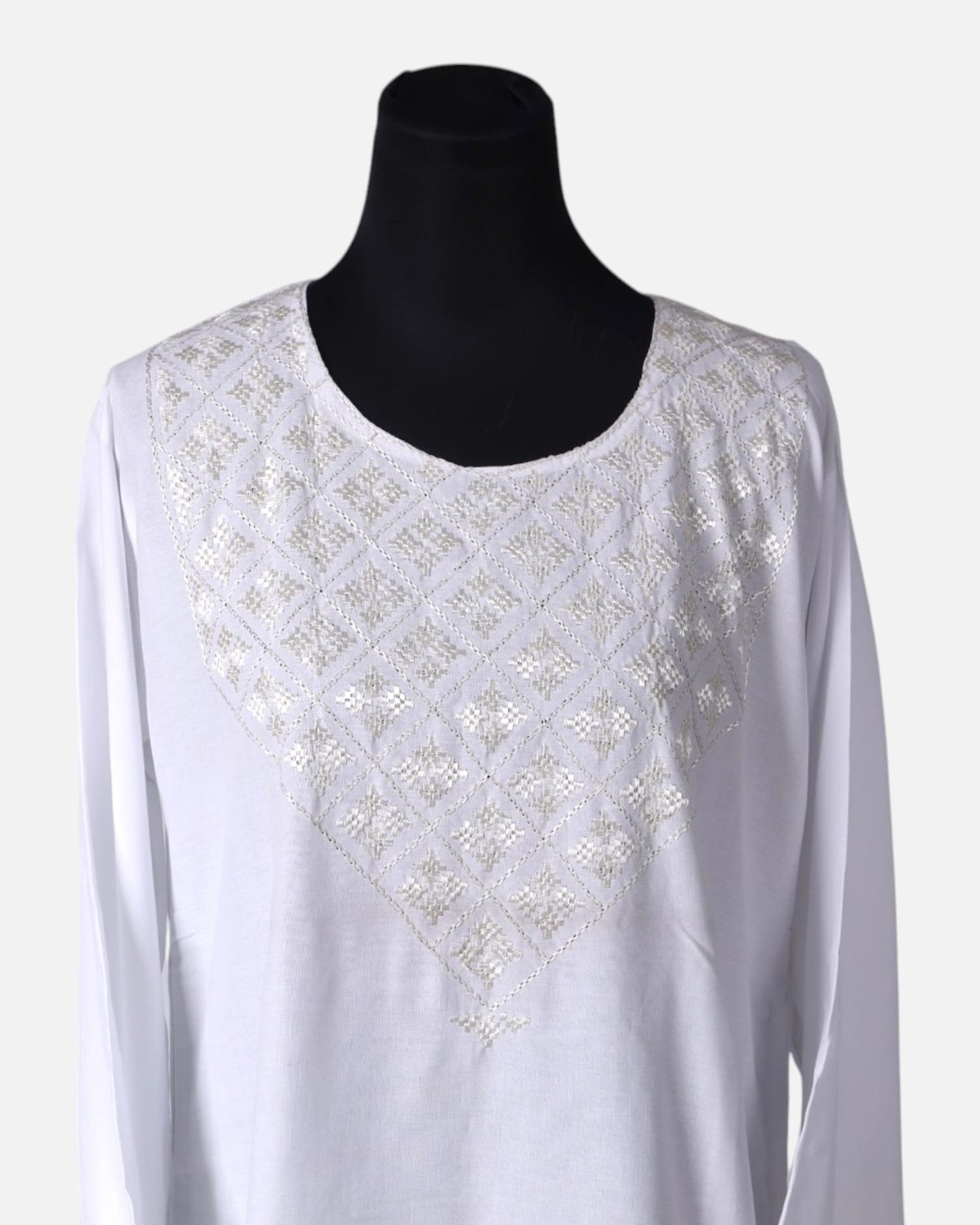 Classic White Cotton Top Dress with Fine Embroidery 5