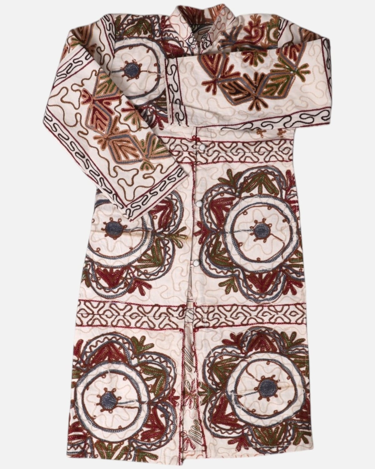 Ivory Embroidered Cotton Coat Nakh Zarin 1