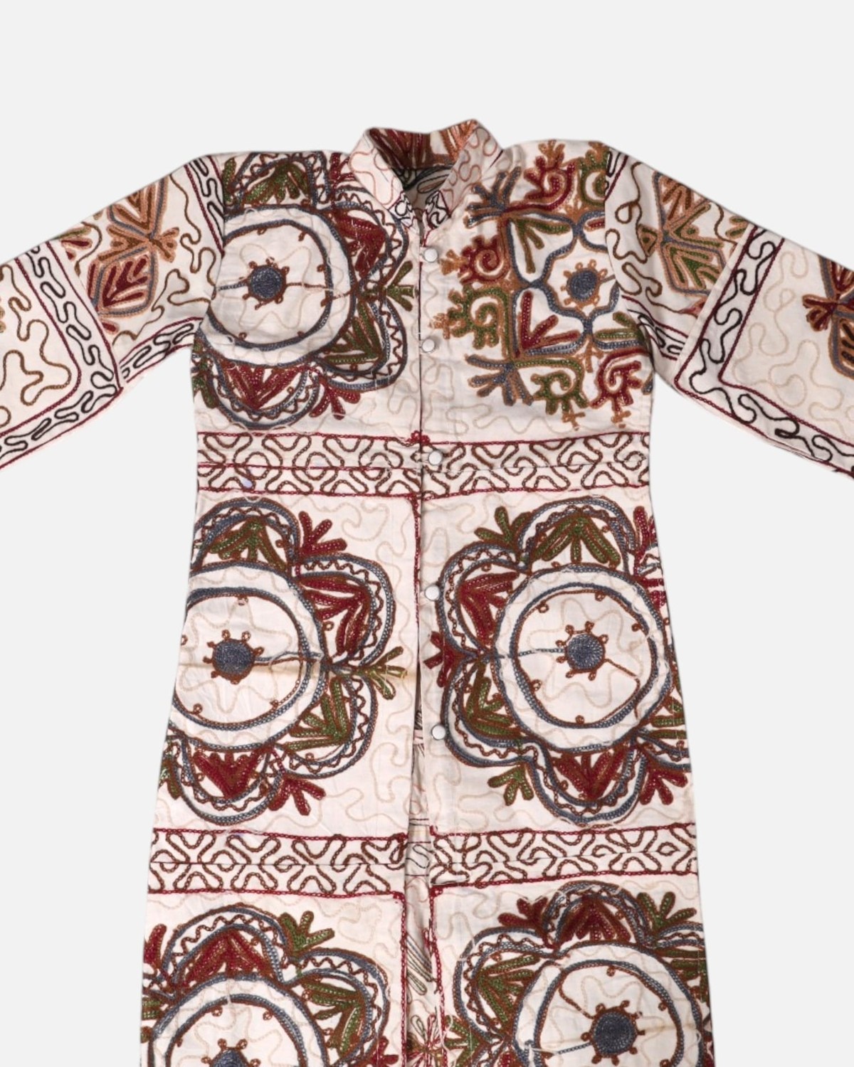 Ivory Embroidered Cotton Coat Nakh Zarin 2