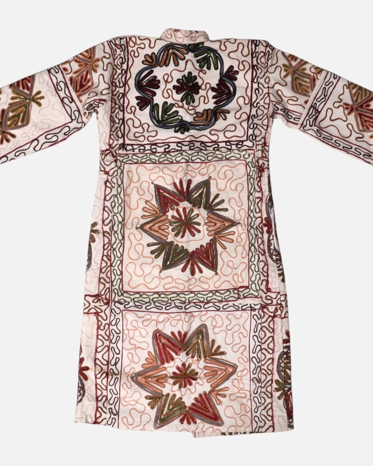 Ivory Embroidered Cotton Coat Nakh Zarin 5