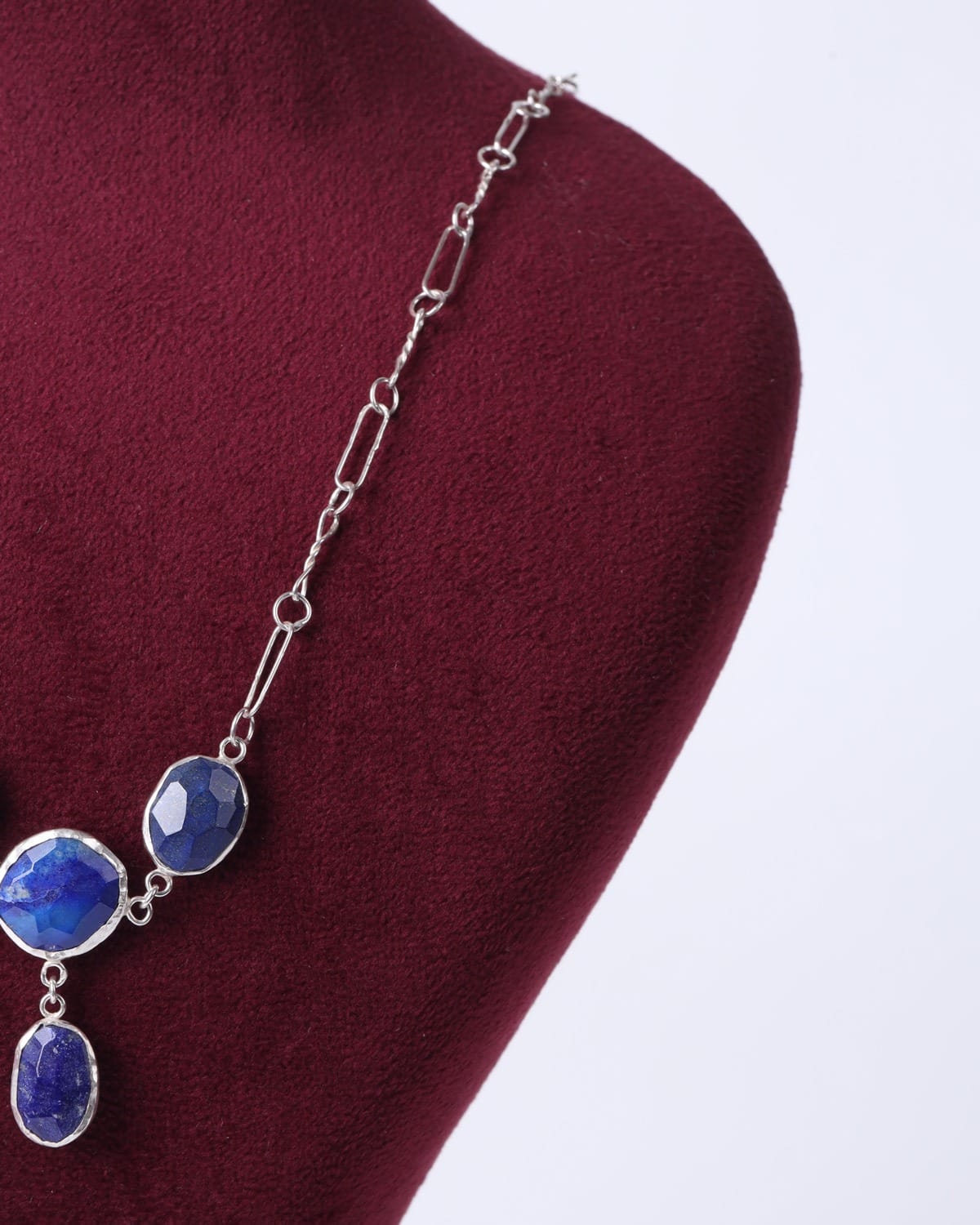 Lapis Jewelry Set – Silver Necklace, Earrings and Bracelet 2