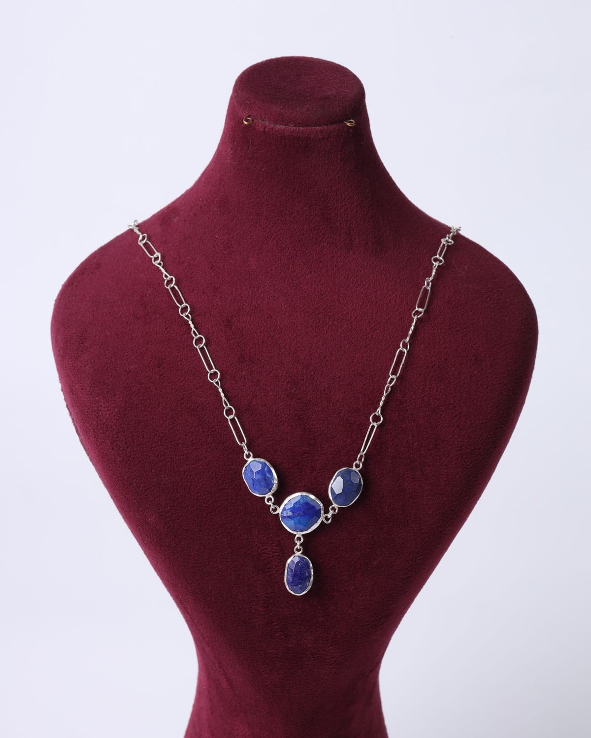 Lapis Jewelry Set – Silver Necklace, Earrings and Bracelet 3