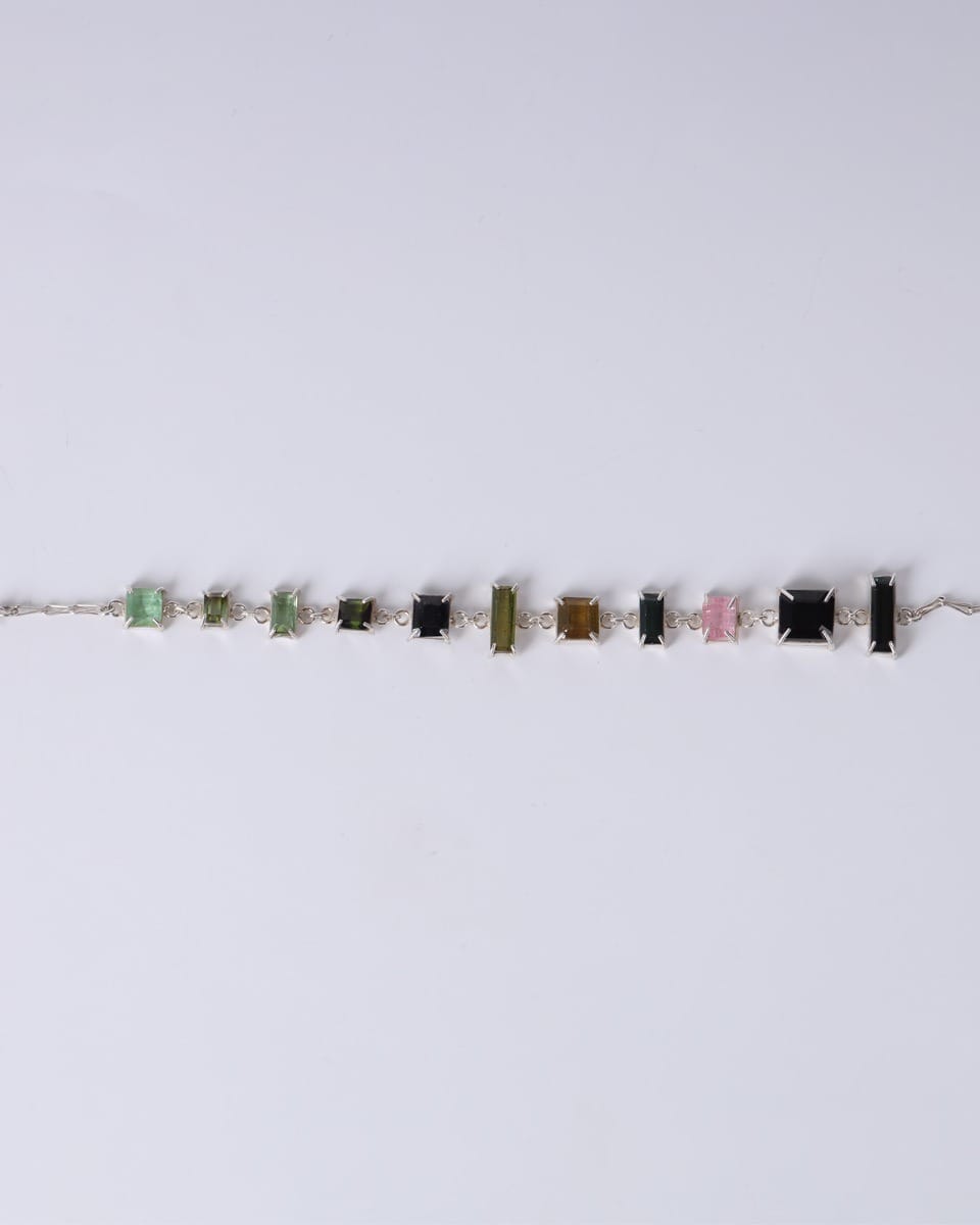 Multicolor Tourmaline Silver Bracelet – Elegant Gemstone Chain 4