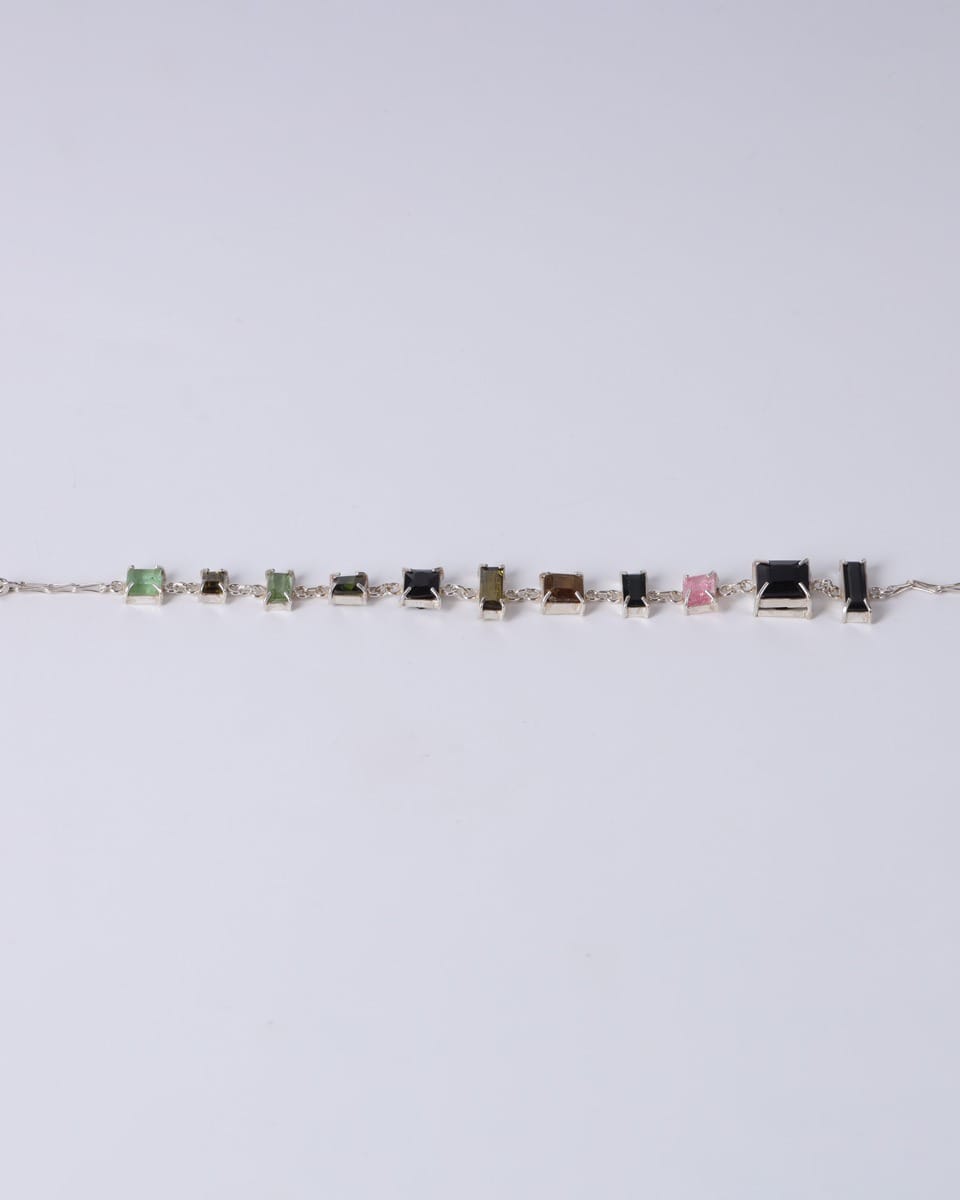 Multicolor Tourmaline Silver Bracelet – Elegant Gemstone Chain 3