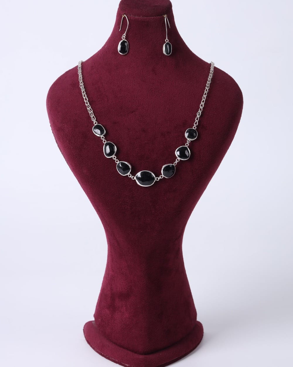 Black Tourmaline Silver Necklace & Bracelet Set 2