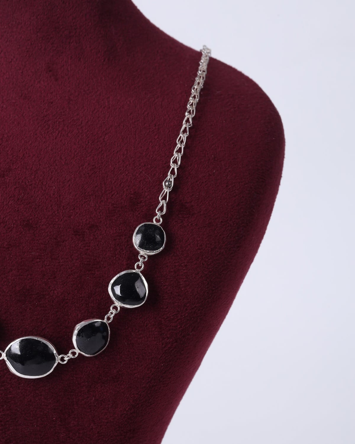 Black Tourmaline Silver Necklace & Bracelet Set 4