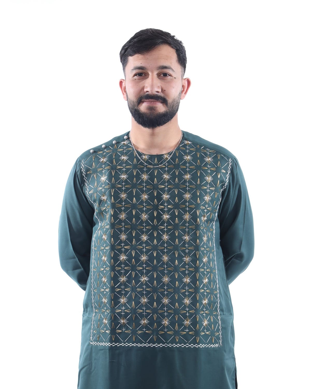 Men Embroidery Afghani Sena Pur Pehran Tumban Cloth with Shawl 4