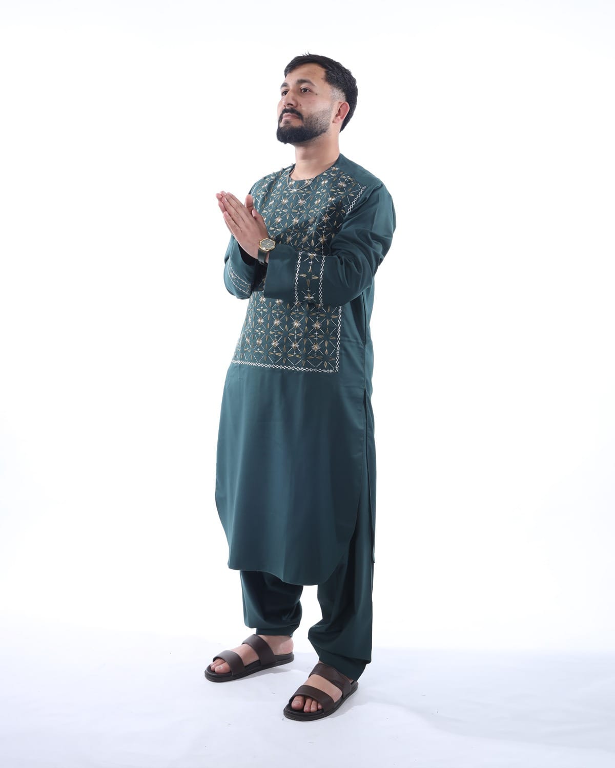 Men Embroidery Afghani Sena Pur Pehran Tumban Cloth with Shawl 1