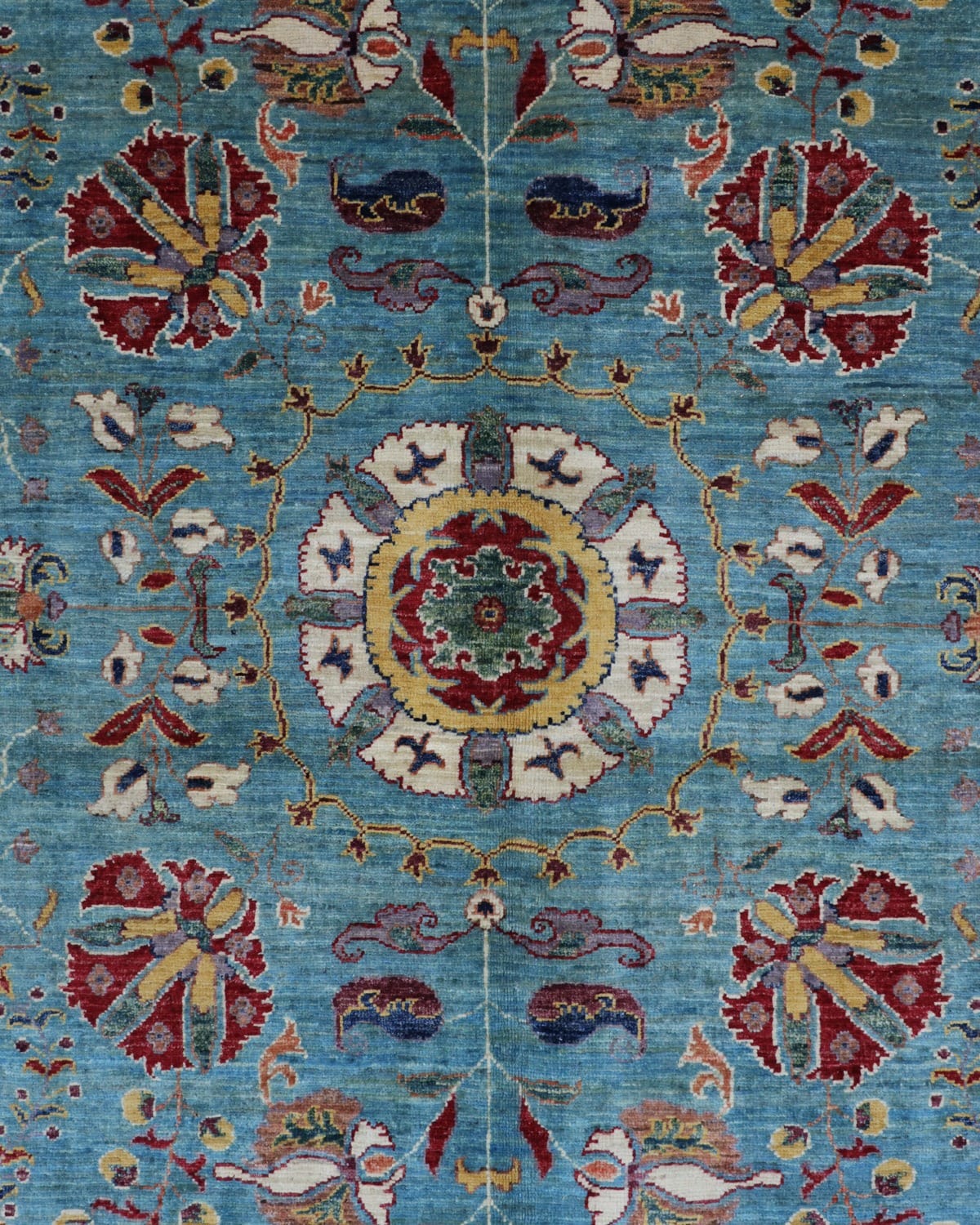 Wool Suzani Carpet – Afghan Area Rug 8.07x5.64 ft 1