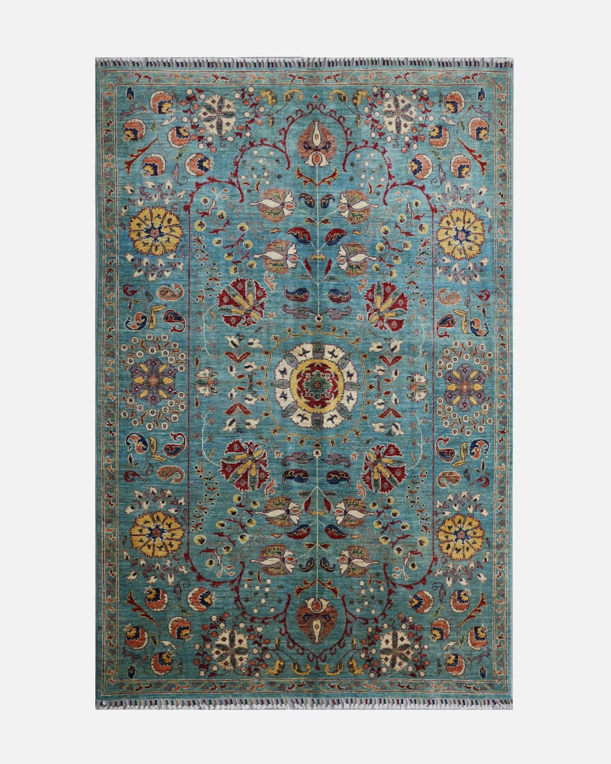 Wool Suzani Carpet – Afghan Area Rug 8.07x5.64 ft 3
