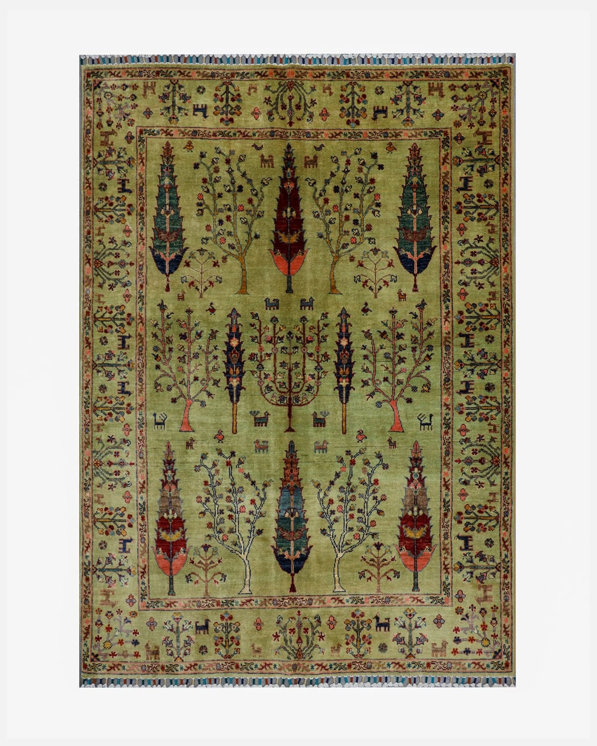 Dirakhti Handmade Wool Carpet, Afghan Floral Tree Design Rug 4