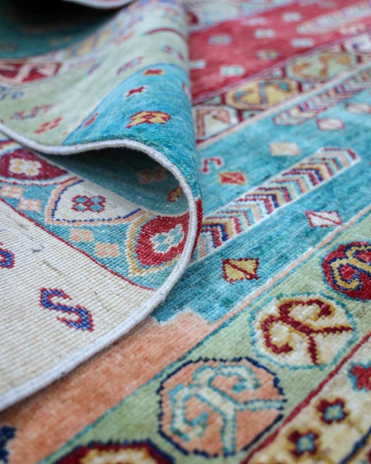 Wool Carpet – Handmade Multi Color Design 7.84x5.74 ft 2