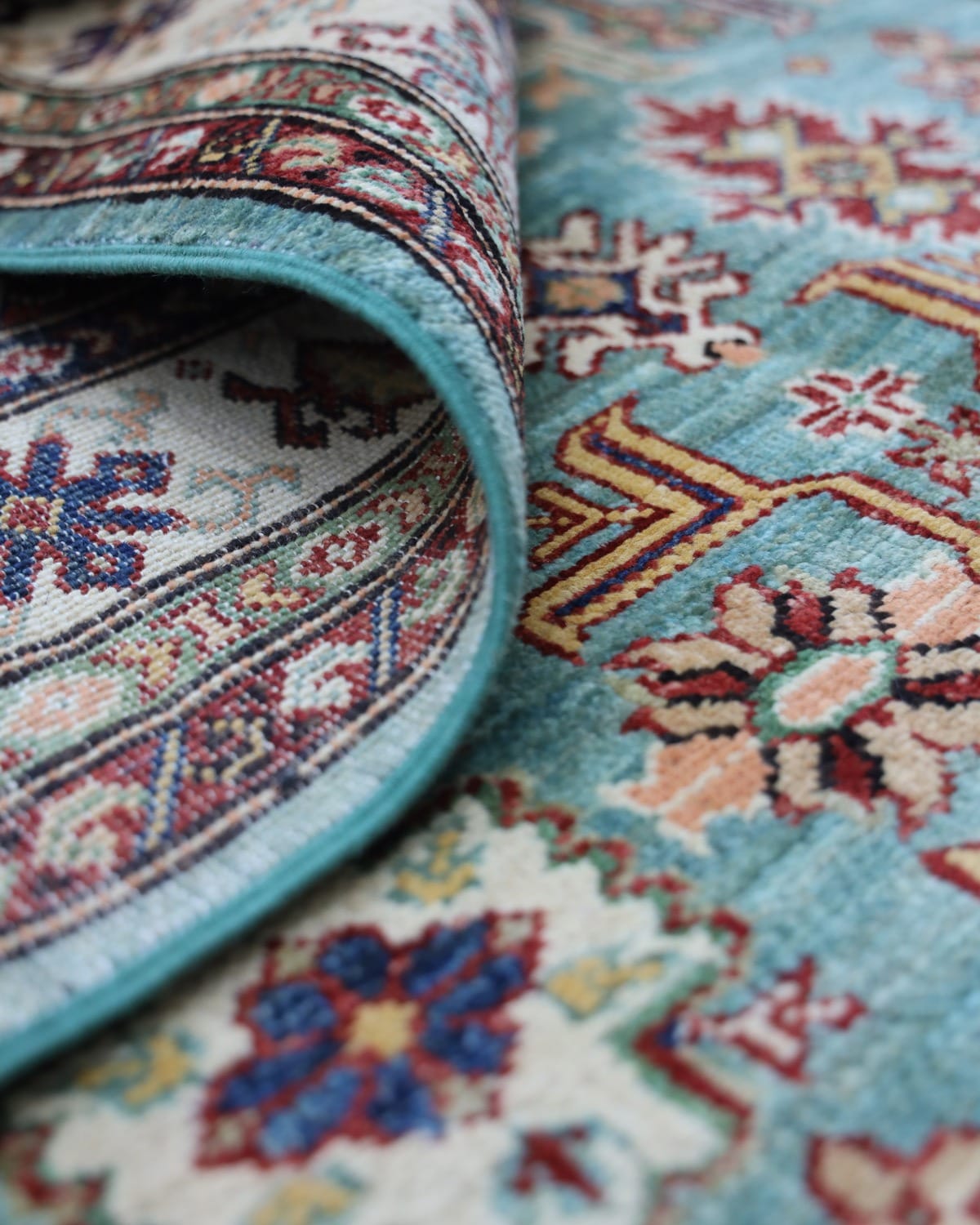 Afghan Handmade Wool Rug Traditional Floral Design, Living Room/Bedroom Carpet 4