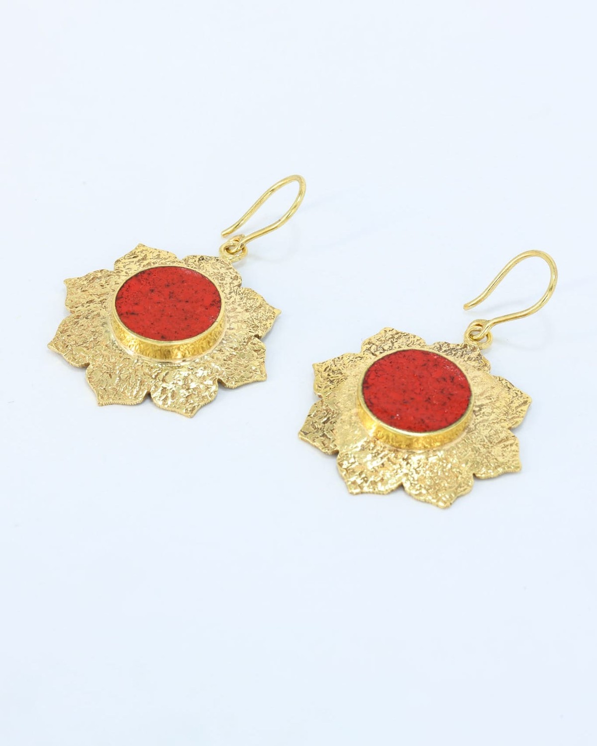 Red Stone Gold Earrings 4