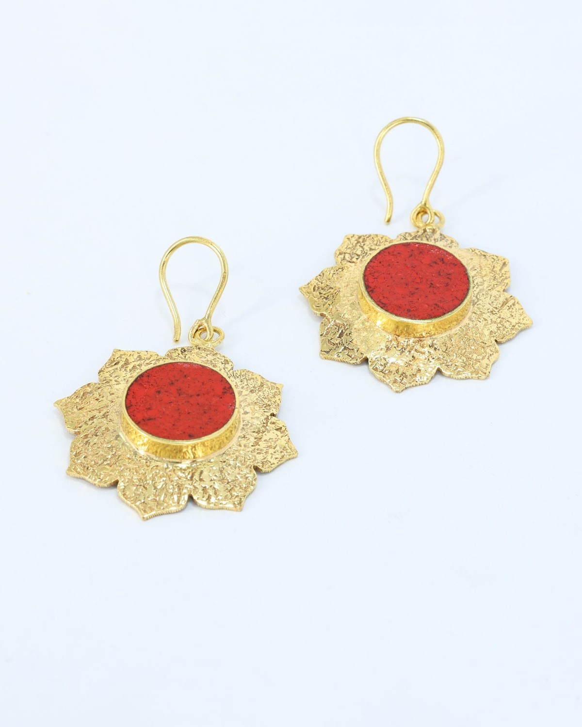Red Stone Gold Earrings 2