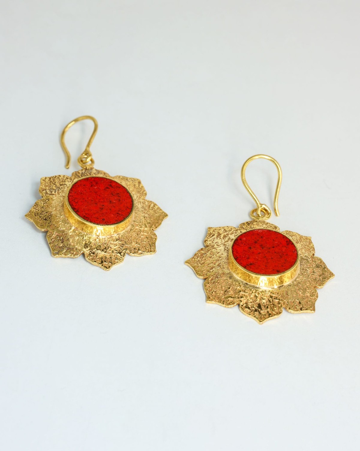 Red Stone Gold Earrings 3
