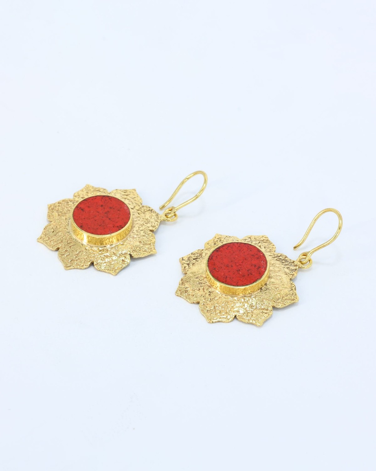 Red Stone Gold Earrings 1