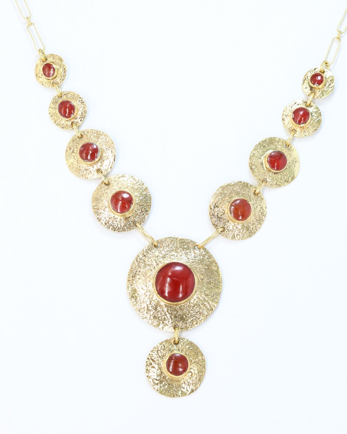 Hazara Red Agate Gold Statement Necklace 4
