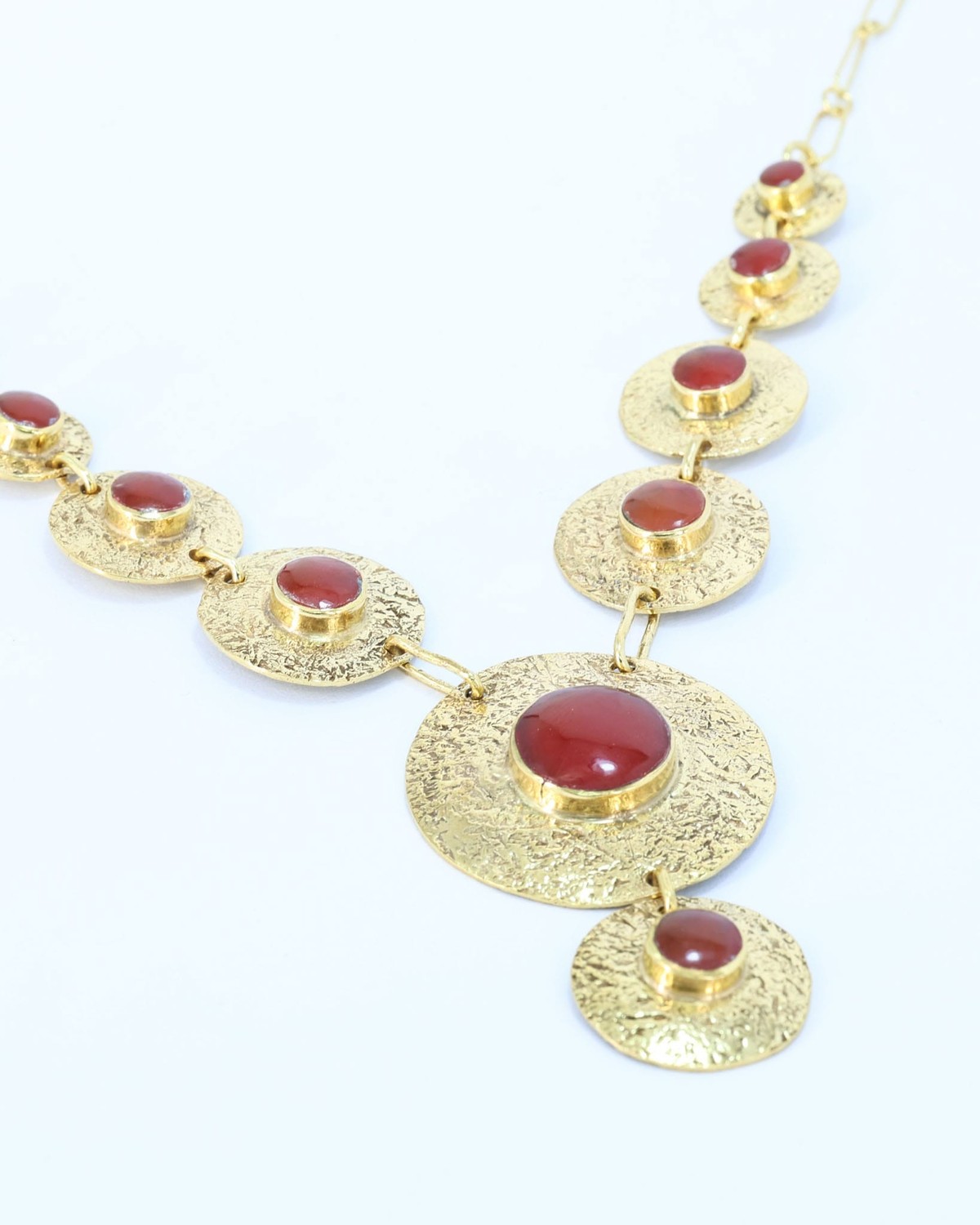 Hazara Red Agate Gold Statement Necklace 3