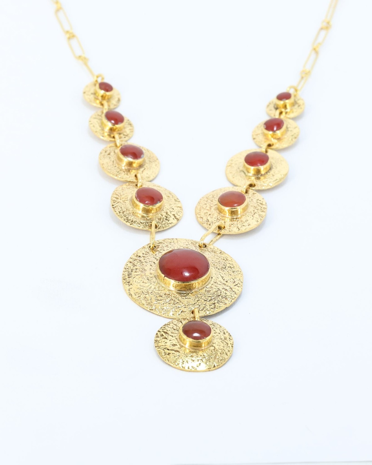Hazara Red Agate Gold Statement Necklace 8