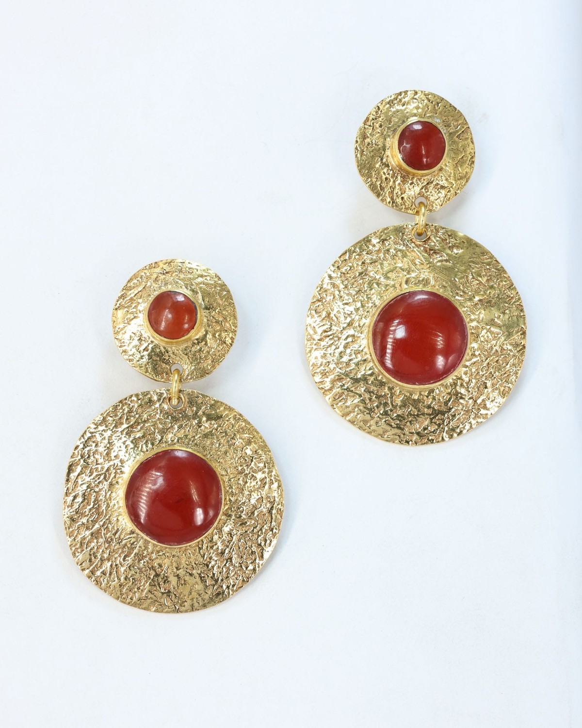 Red Stone Gold Plated Drop Earrings 1