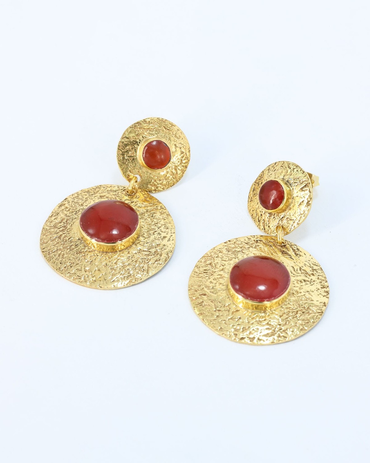 Red Stone Gold Plated Drop Earrings 2