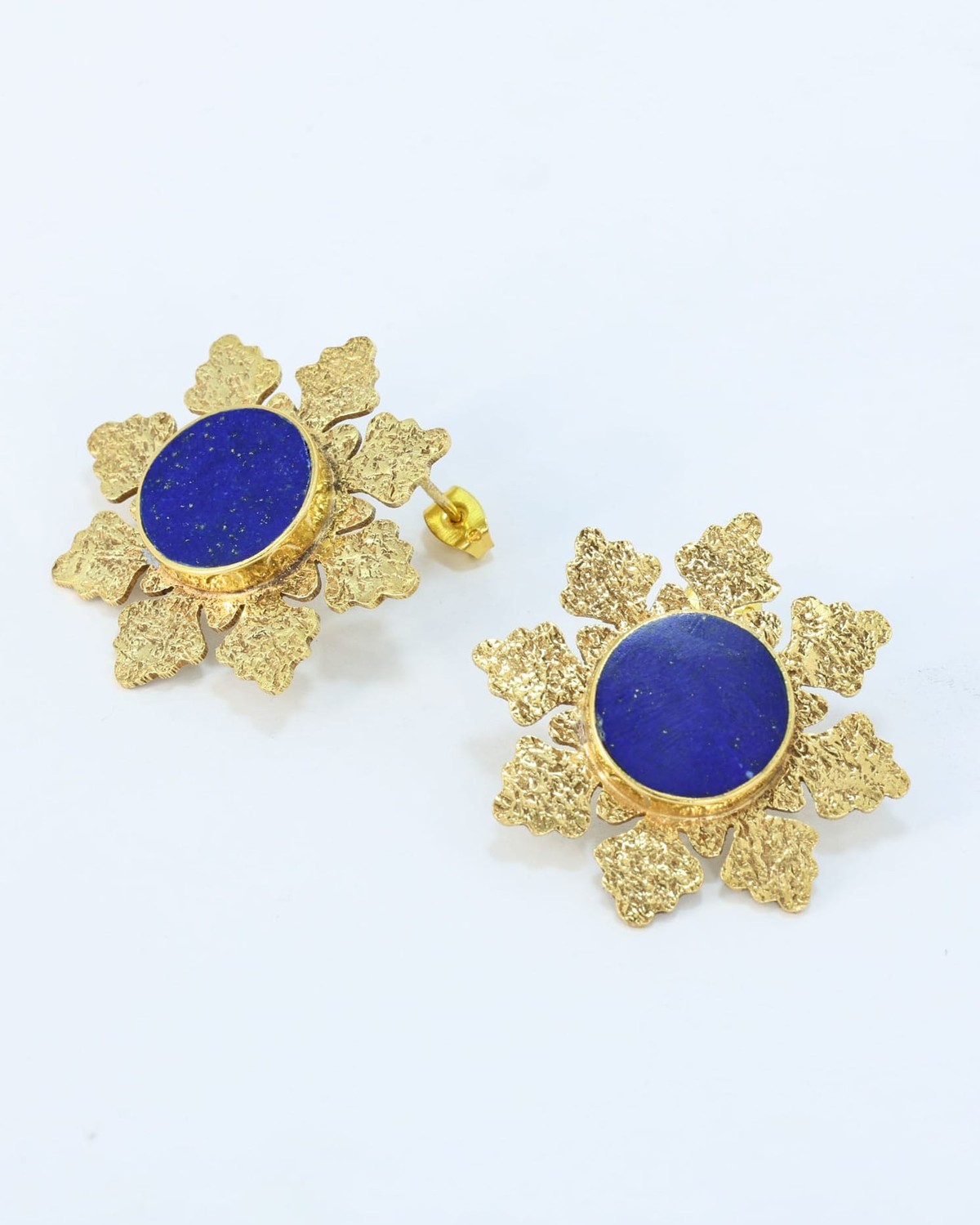 Lapis Gold Plated Stud Earrings 1