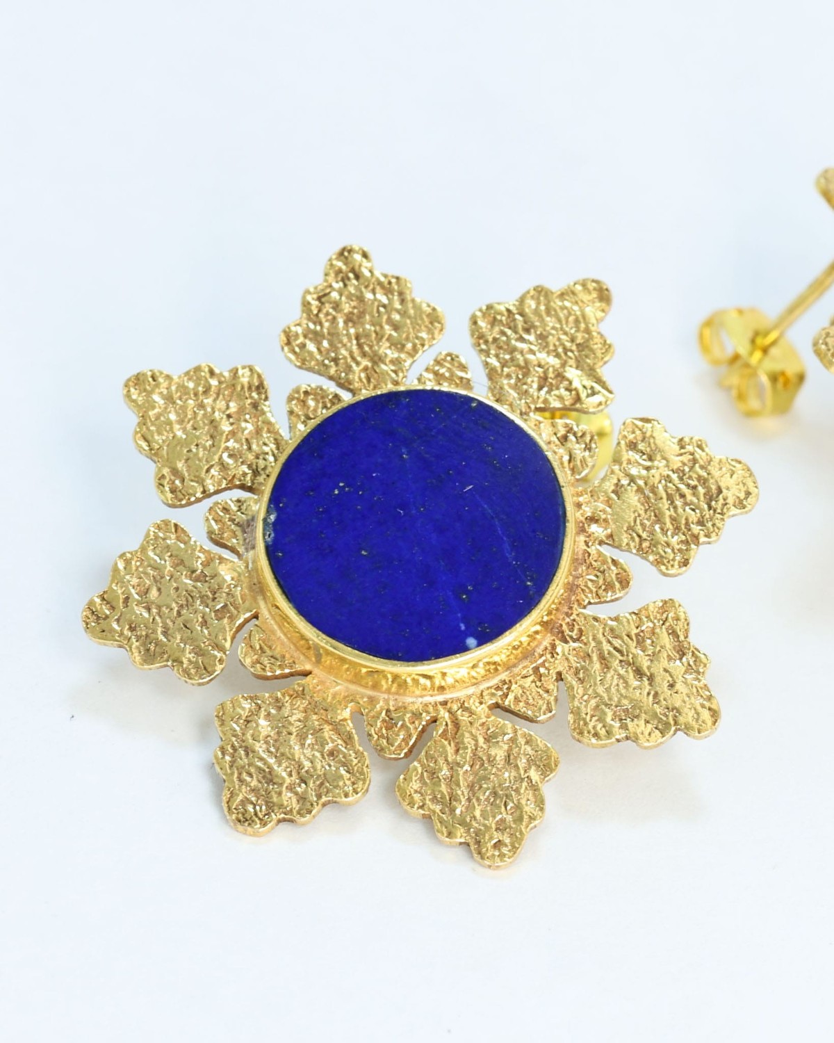 Lapis Gold Plated Stud Earrings 4