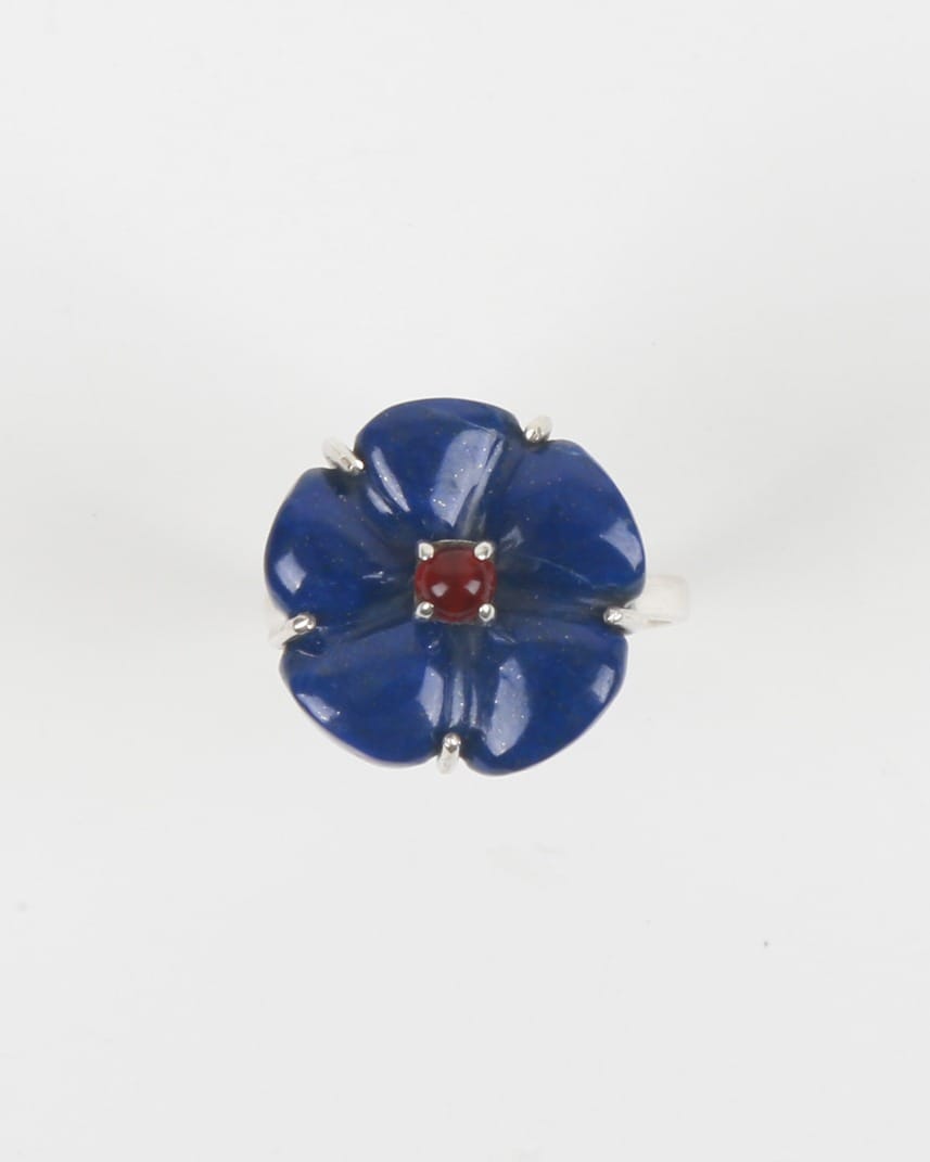 Flower Ring with Lapis Lazuli 1
