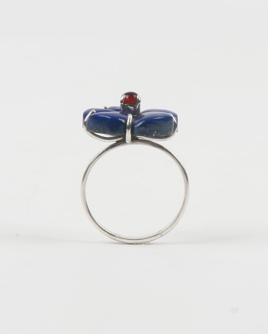 Flower Ring with Lapis Lazuli 2