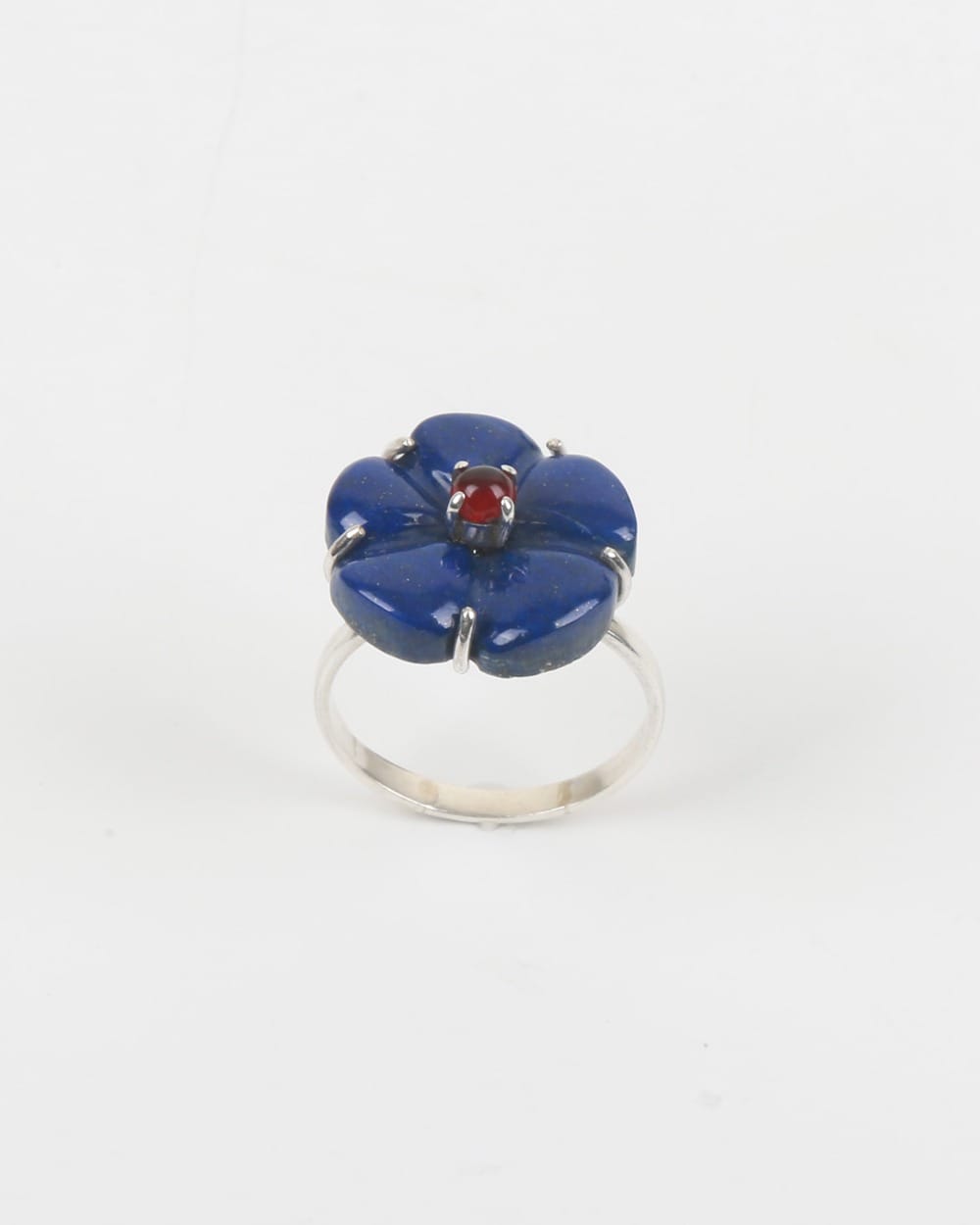 Flower Ring with Lapis Lazuli 3