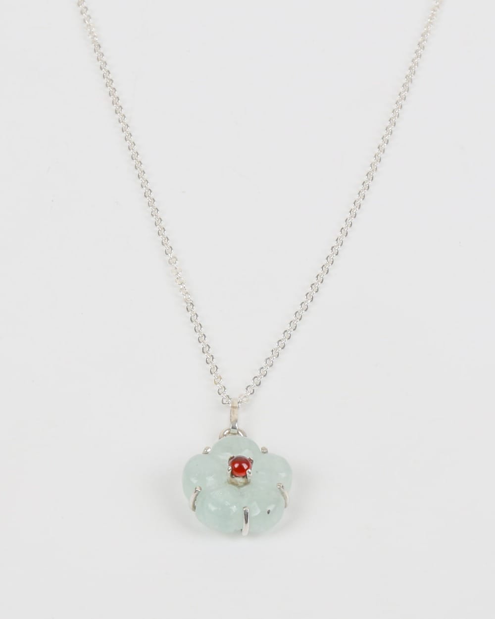 Flower Design Necklace & Bracelet Set – Aquamarine & Red Agate 3