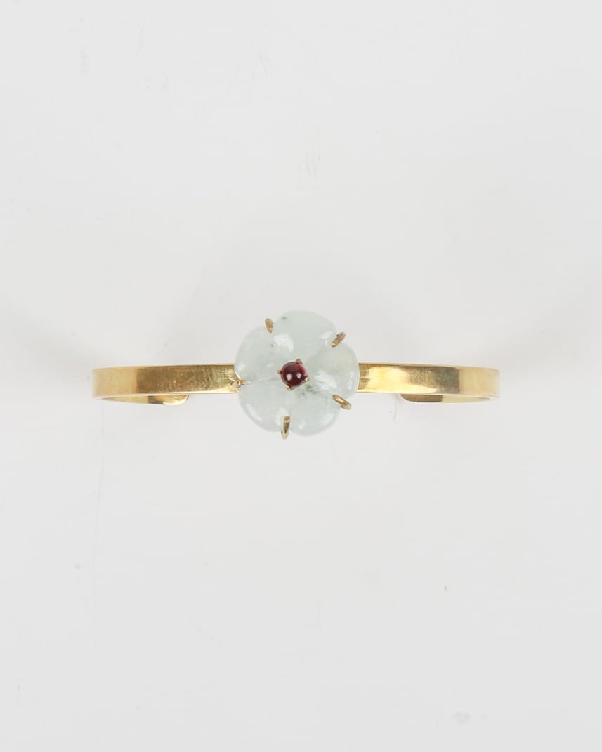 Flower Design Necklace & Bracelet Set – Aquamarine & Red Agate 6