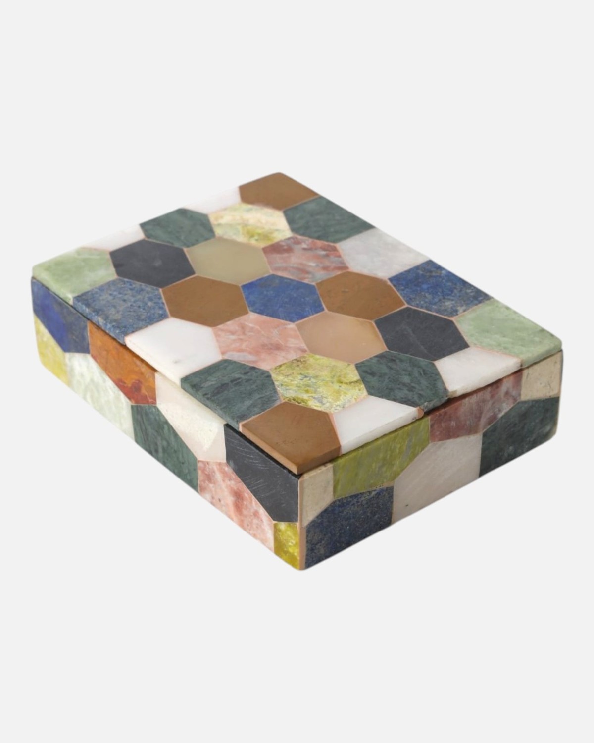 Hand Carved Afghan Jewelry Box Luxury Natural Marble Mix Color Box 4