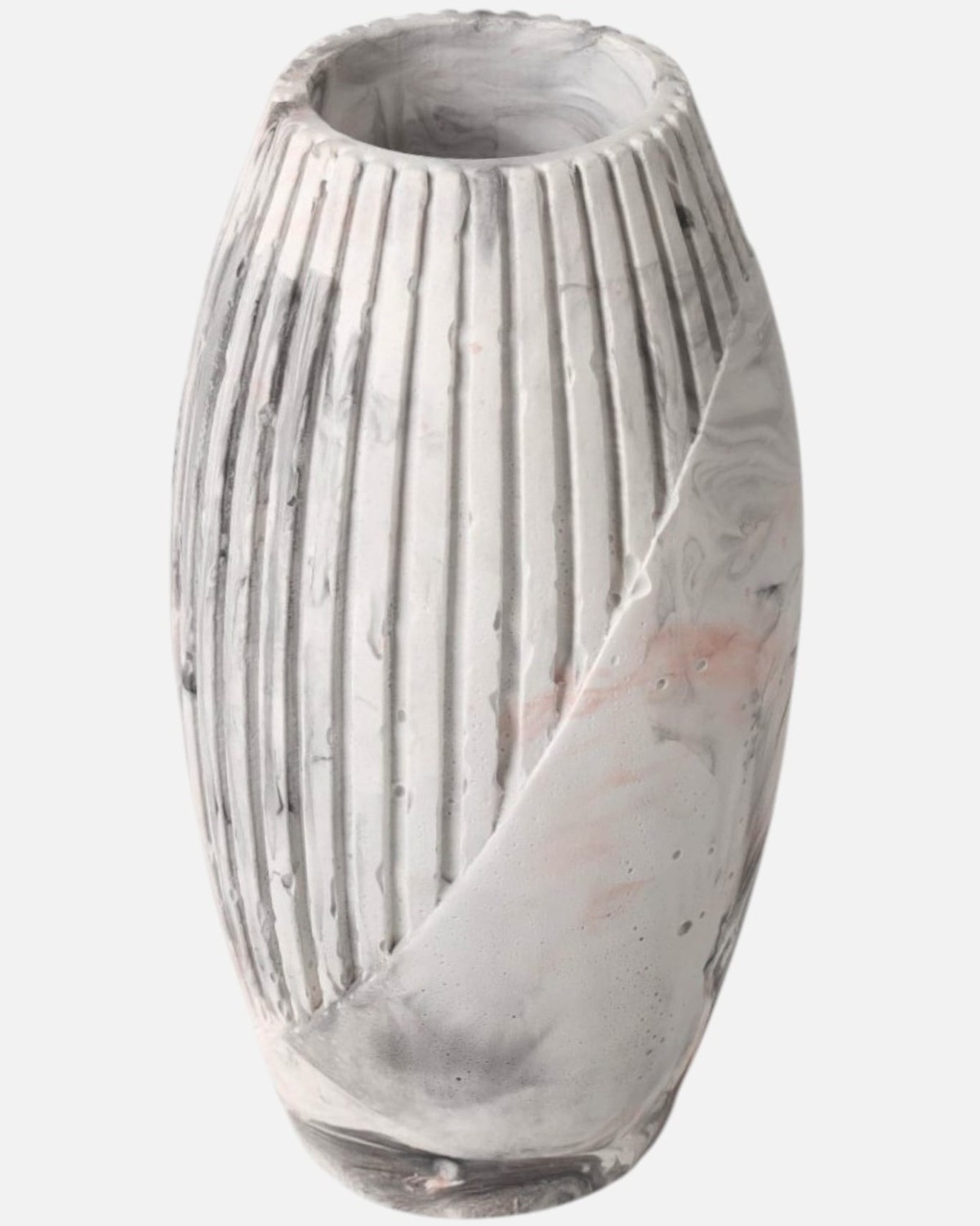 Ribbed Marble Vase – Grey and White Design 1