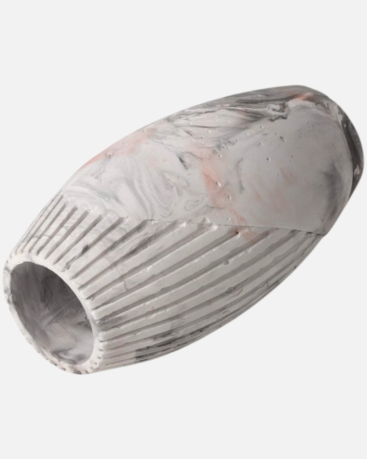 Ribbed Marble Vase – Grey and White Design 2