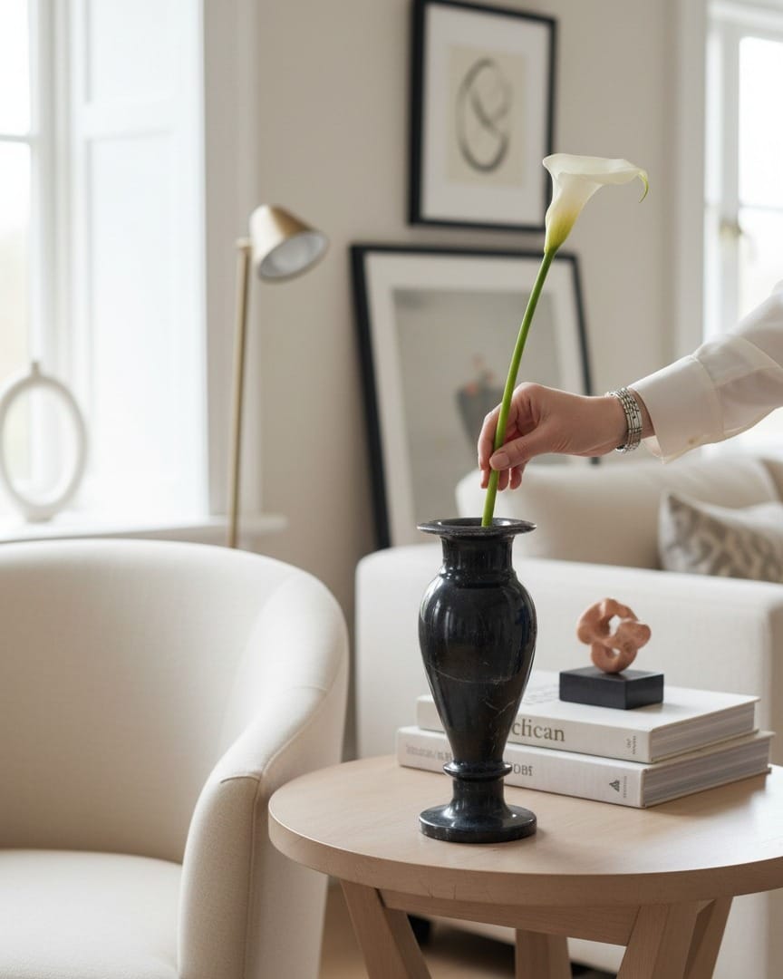 Black Stone Flower Handmade Decorative Vase 3