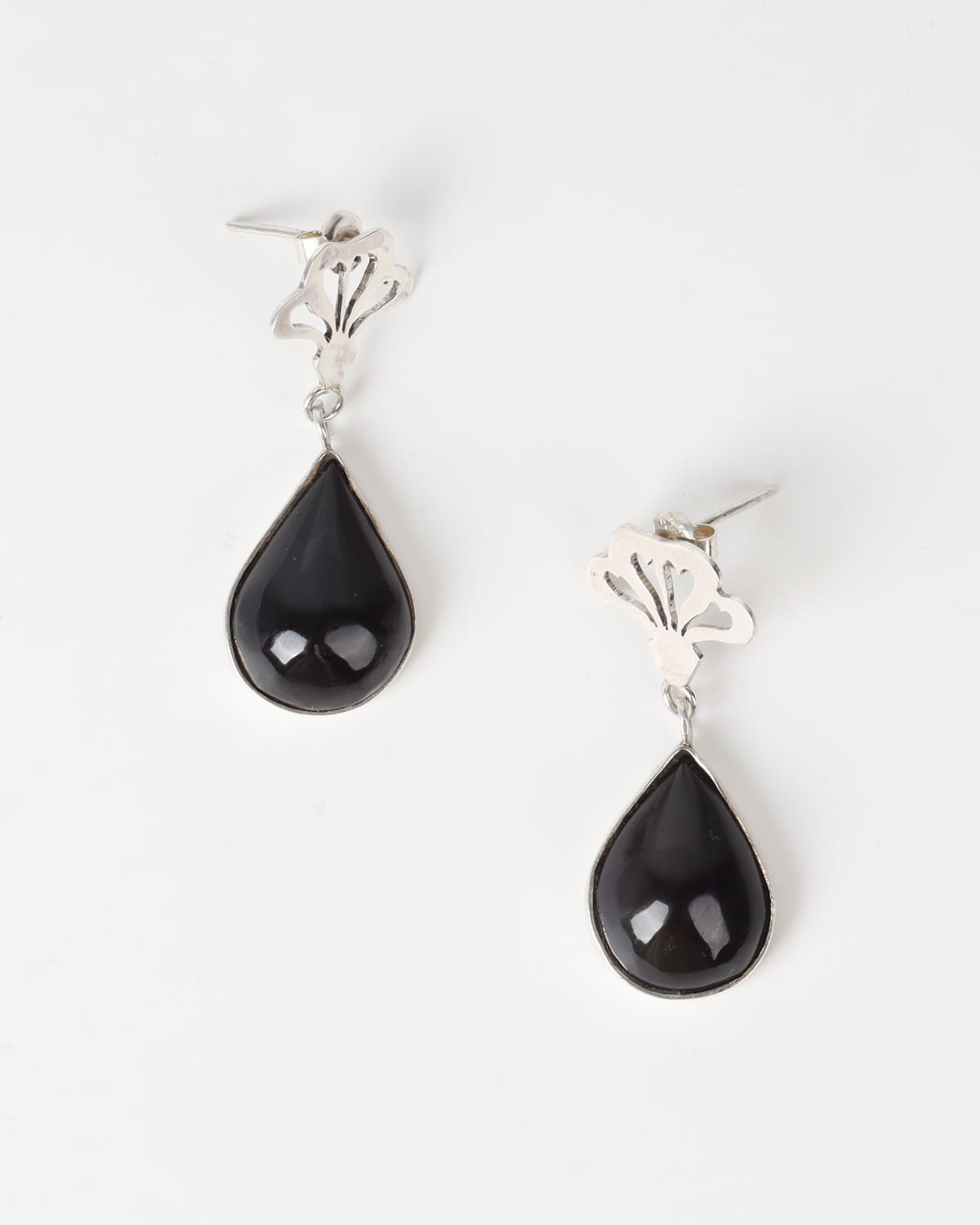 Black Agate Teardrop Set – 925 Silver Necklace & Earrings 3