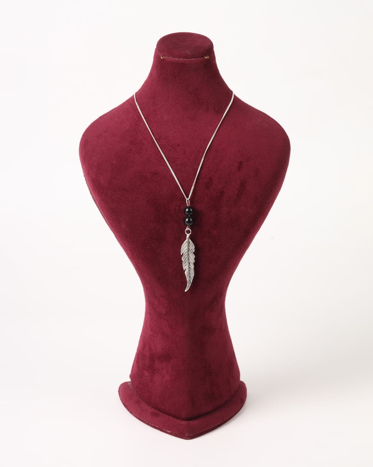 Black Agate Feather Necklace – 925 Silver Pendant 4